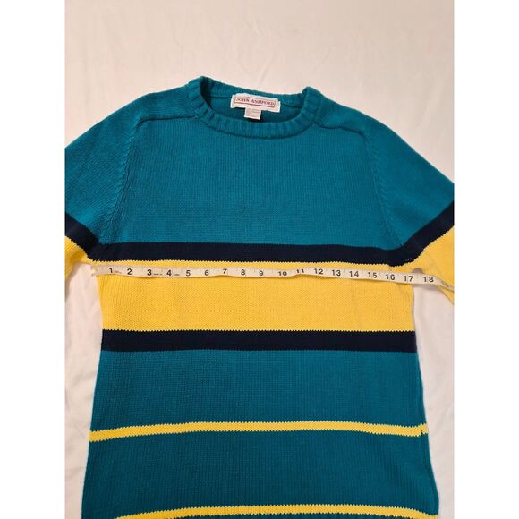 Vtg 90s John Ashford Cable Knit Striped Sweater Unisex L Colorblock Fisherman - Picture 4 of 15